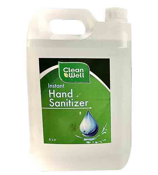 Clean Well Instant Hand Sanitizer Liquid, 5 ltr pack for institutional use